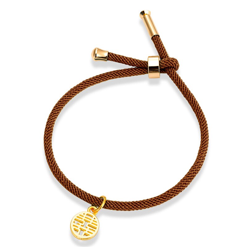 MKENDN-Pulseras de cuerda de Milano minimalistas para hombre y mujer, pulsera de hilo rojo ajustable hecha a mano, de joyería para boda: Coffee