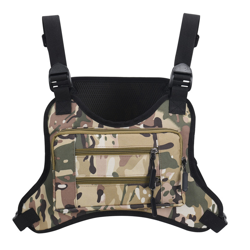 Männer/Frauen Tarnung Brusttasche multifunktion Ale wasserdichte leichte Sporttasche draussen Weste Tasche Oxford Stoff Rucksack: grüNe farbe