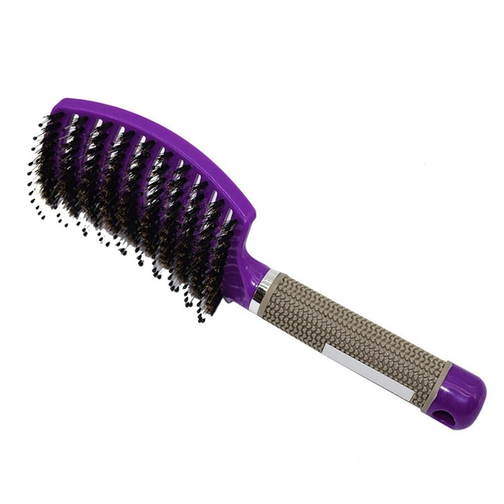 Women Men Hair Scalp Massage Comb Bristle & Nylon Hairbrush Wet Curly Detangle Hair Brush for Salon Hairdressing Styling Tools: Purple