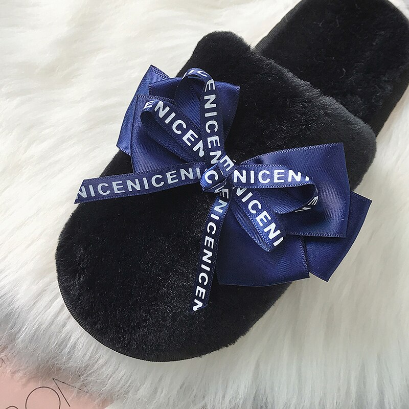 Femmes maison pantoufles hiver chaussures femme sans lacet plats diapositives femme fausse fourrure pantoufles femmes chaussures bout fermé g755
