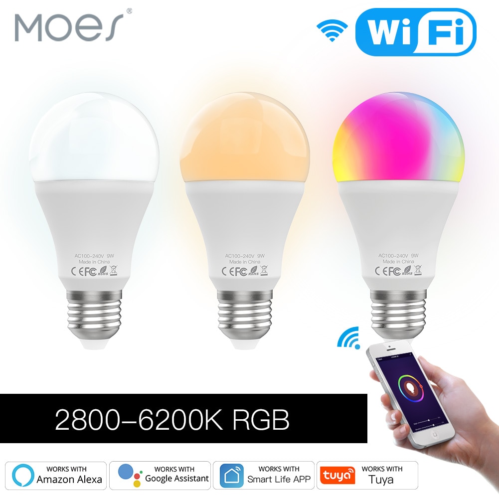 Wifi Smart Led Dimbare Lamp 9W, Rgb C + W, smart Leven Tuya App Afstandsbediening Werk Met Alexa Echo Google Home E27