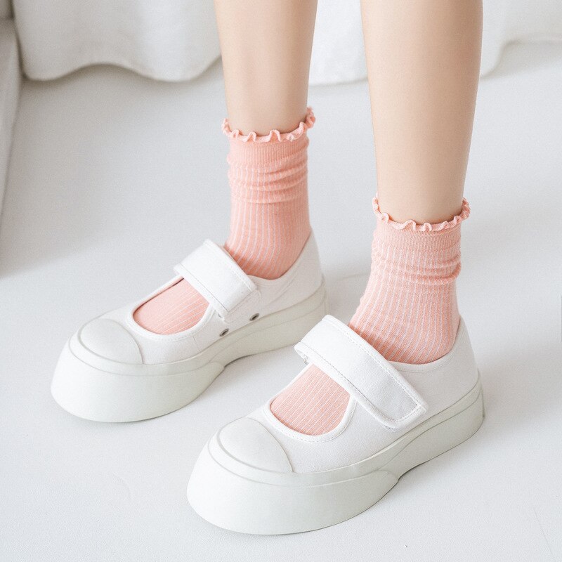 frilly socks candy cute kawaii harajuku calcetines mujer woman kobieta skarpety korean skarpetki damskie ruffle women sock girls