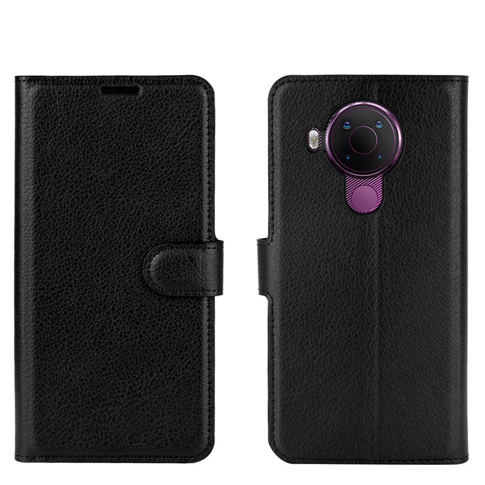 Funda de teléfono de lujo para Nokia 5,4, carcasa protectora de cuero PU con soporte para tarjeta, con tapa y soporte, para Nokia 5,4 de 6,39 pulgadas: Negro