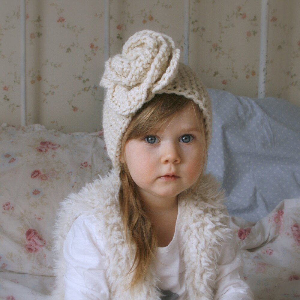 Nouvelle doux bébé hiver garder au fleur tricot laine infantile enfants fille bandeau phtographie accessoires bébé cheveux accessoires