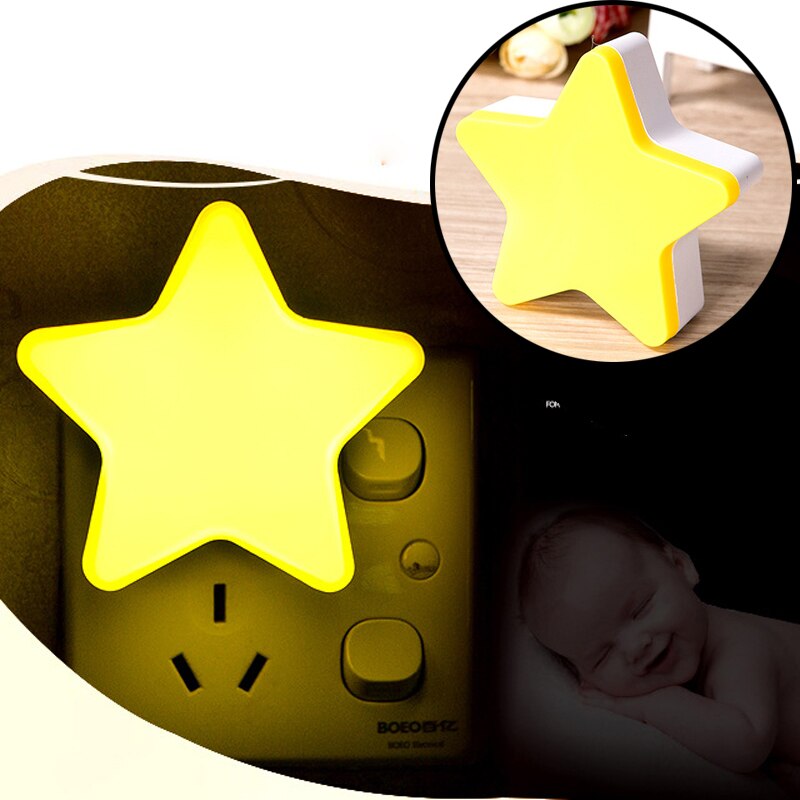 Børnesoveværelse sengelampe med baby søvn legetøj mini stjerne ført natlys eu stik stjerne lys sensor kontrol legetøj til mørk nær