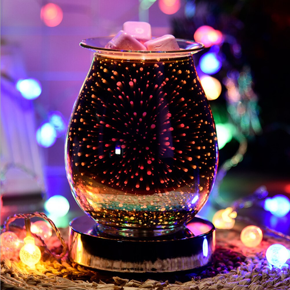 Essential Oil Diffuser Electric Candle Warmer Glass Tart Burner 3D Effect Night Light Wax Melt Warmer For Home Office Bedroom