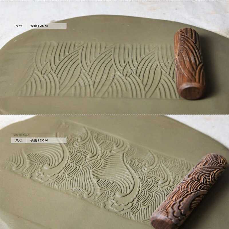 Rollo de textura de madera herramientas de textura de impresión prensada arcilla polimérica rodillo de Herramientas de alfarería de cerámica 10 unids/set Herramientas de alfarería
