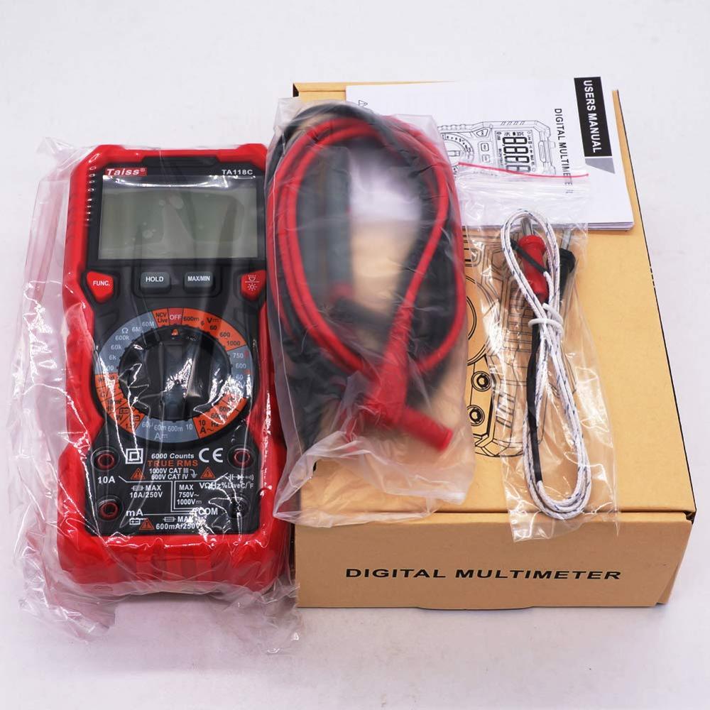 Multímetro Digital avanzado multifunción DC AC 6000 Tester de conteo, medición de temperatura, inductancia y capacitancia