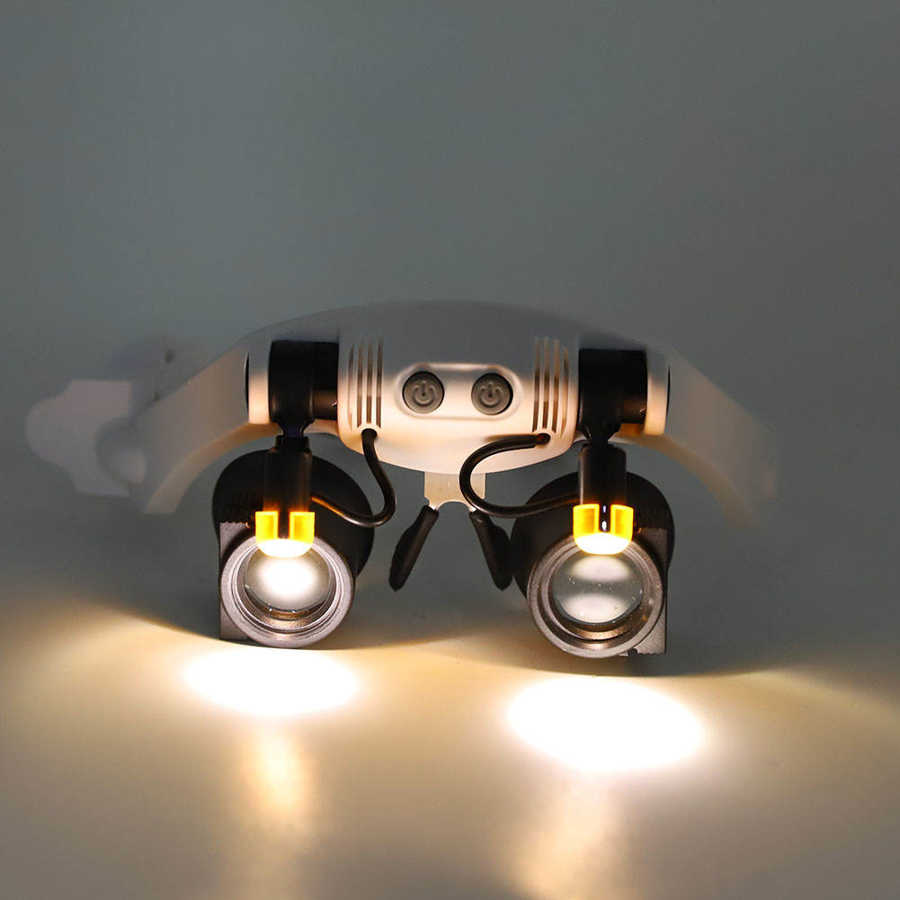 Headband Magnifier with LED Light Multifunctional LED Mount with 21 Magnifiers Combined with Replaceable Lenses for Reading