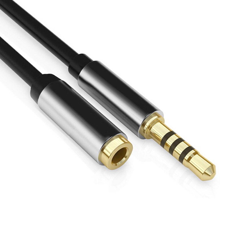 3.5Mm Jack Aux Audio Man-vrouw Verlengkabel Met Microfoon Stereo 3.5 Audio Verlengkabel Compatibel Voor Pc hoofdtelefoon: Black / 1m