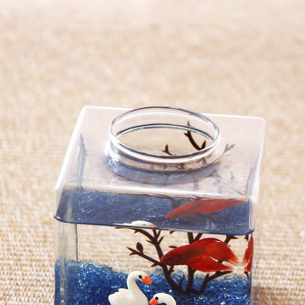 1Pcs Glass Mini Betta Fish Tank Desk Ornament Aquarium DIY Plants Decoration Background Fish Bowl Aquarium Accessories Supplies