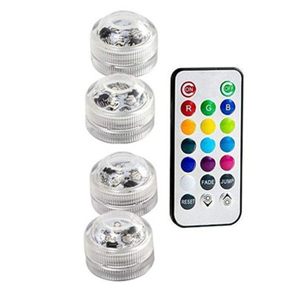 Battery Operated Multi Color Submersible LED Underwater Light for Fish Tank Pond Swimming Pool Wedding Party IP68 Waterproof: 4 lamp 1controller