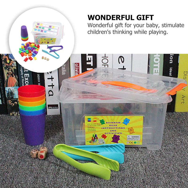 1 Set Counting Bear Beads Baby Mathematics Teaching Aids Rainbow Bear Toys