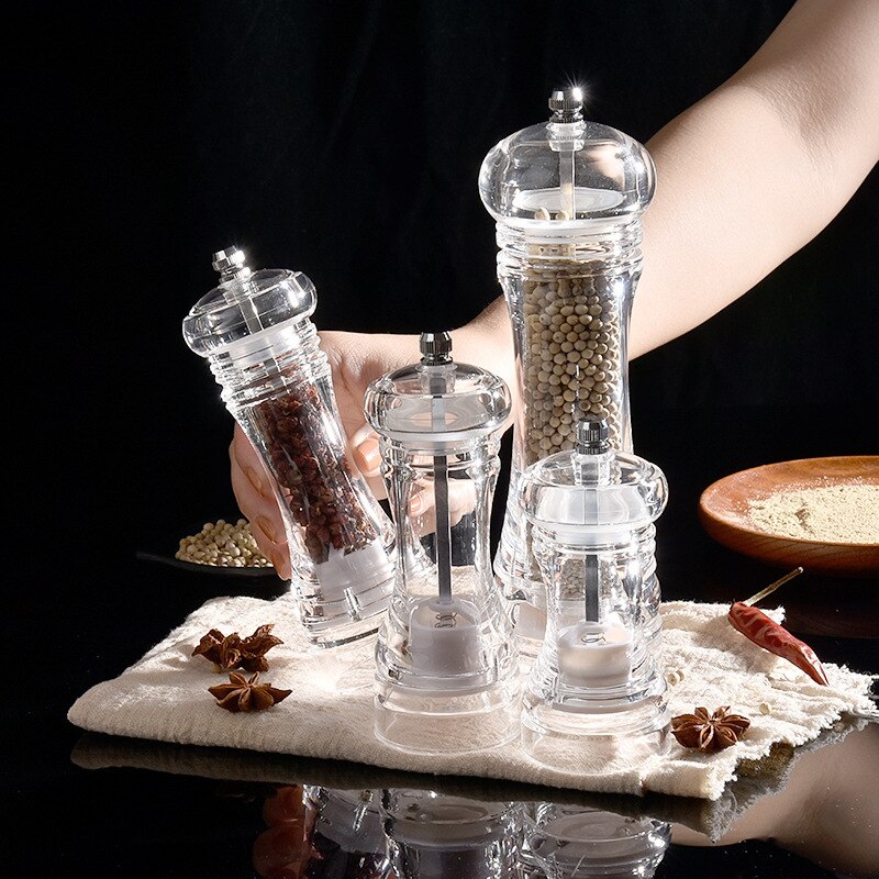 Acrylic Combo Pepper Mill and Salt Shaker with Adjustable Coarseness Ceramic Mechanism Easy to Use