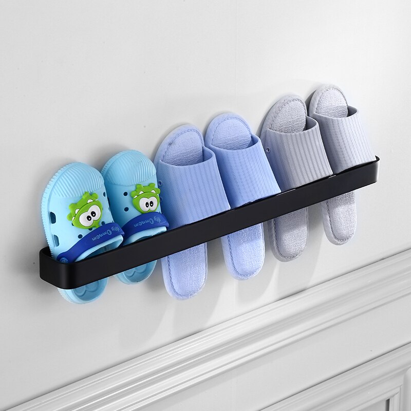 Nordic space aluminium veggmontert baderomstilbehør svart dusjhjørnehylle servantsett håndkleholder hardware baderom: Tøflestativ 50cm