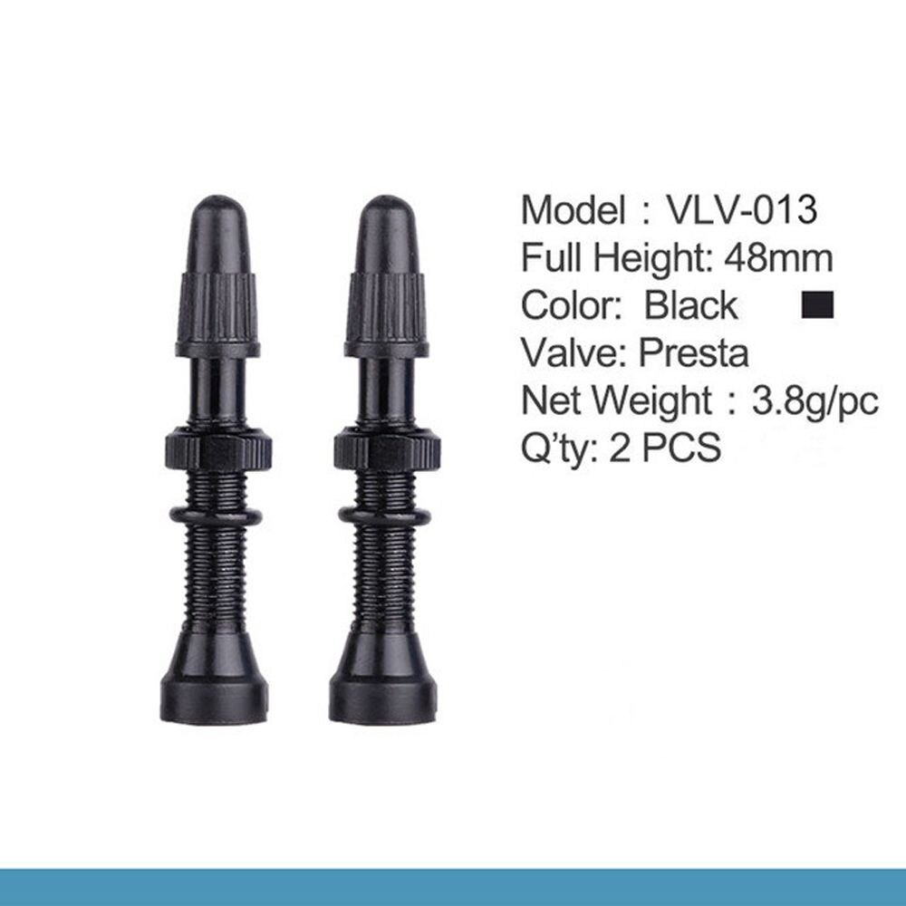 1 Paar Fiets 48/60/78Mm Presta Ventiel Voor Road Mtb Fiets Tubeless Banden Messing Kern Legering stem Tubeless Kit Compatibel: 48mm	black