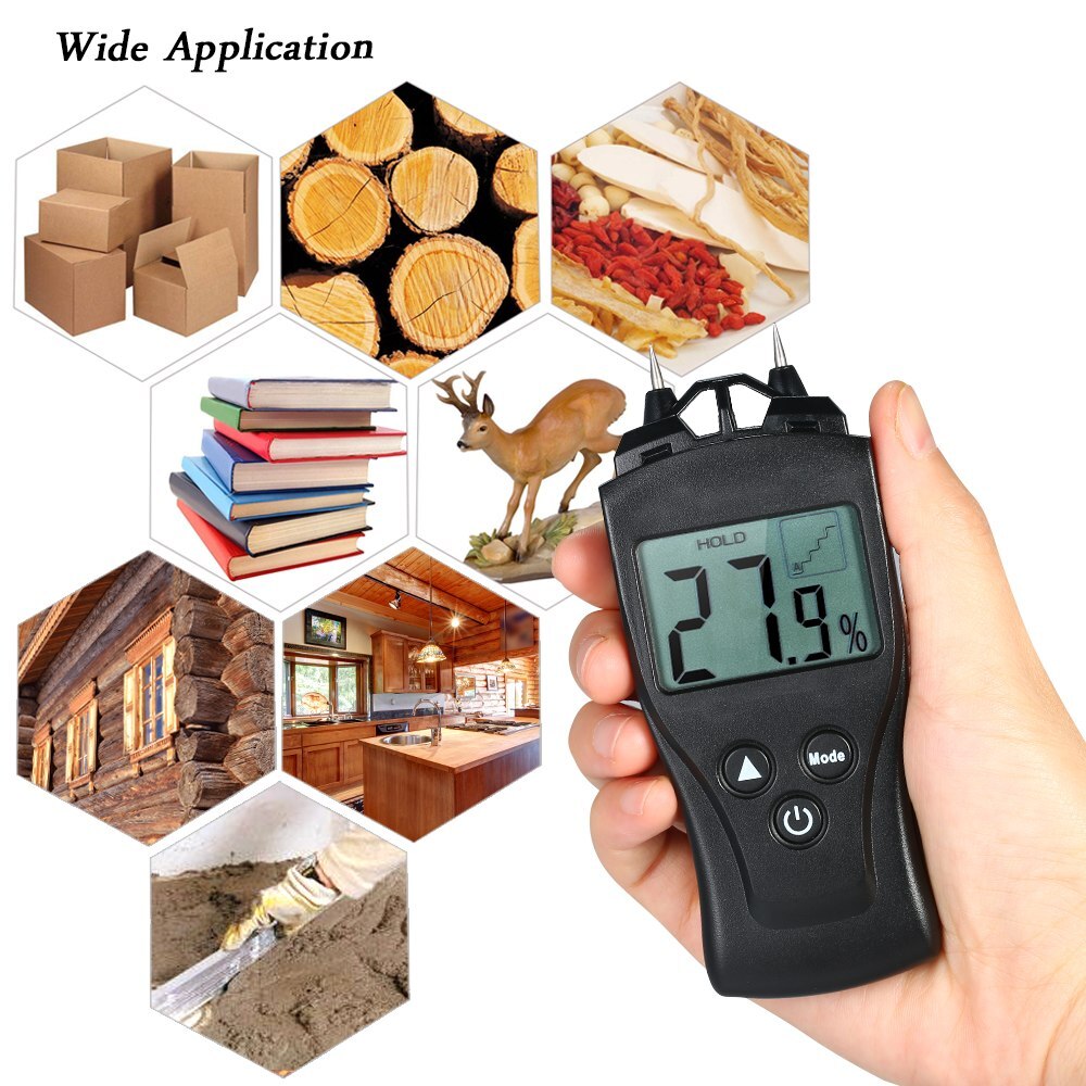 Handheld Digitale Vochtmeter Hout Damp Meter LCD Hout Vocht Vochtigheid Tester voor Hout Hout Gipsplaten Planten Bereik 0% ~ 54%
