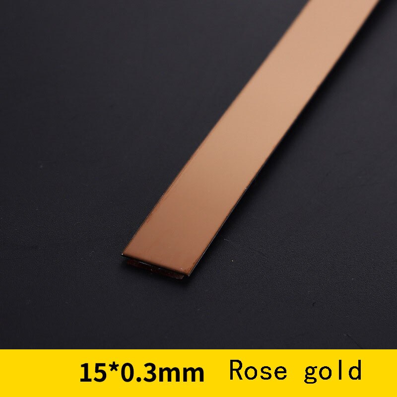 5 Meter Stainless Steel Flat Decorative Line Wall Sticker Titanium Gold Background Ceiling Edge Strip Self-adhesive For Home: 1.5cm Rose gold