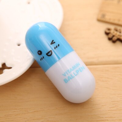 1 PCS Vitamin Capsule Ballpoint Pen Office Accessories Material Escolar School Supplies Kawaii Novelty Plastic Ball Pen: Pink / Blue