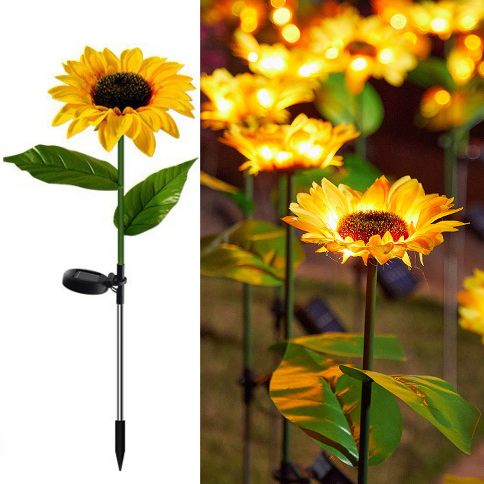 LED Simulation Butterfly Sunflower Outdoor Solar Light Garden Summer Landscape Lighting Camping Wedding Party Decor Lawn Lamp: Red
