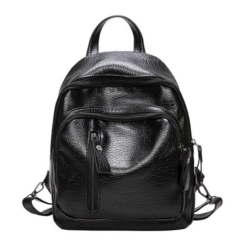 Mochila de piel sintética para mujer, bolso de hombro de viaje, mochila escolar pequeña multifuncional para chica