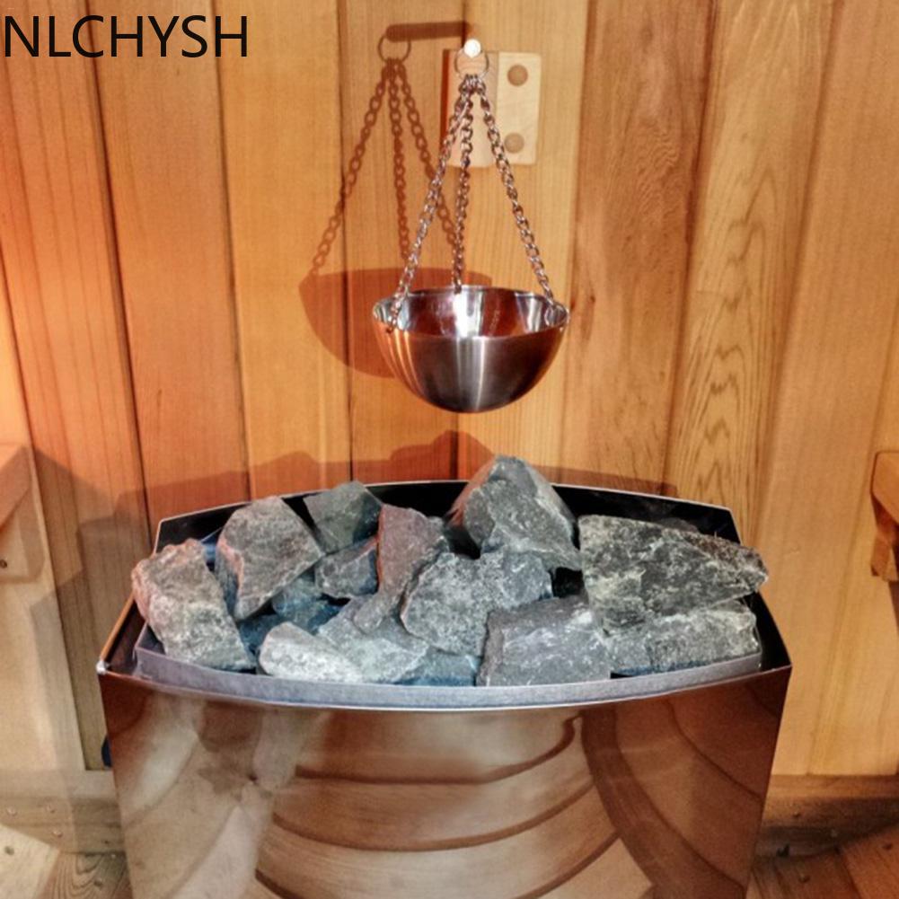 Sauna Aromatherapy Oil Bowl Sauna Cup Stainless Steel Essential Oil Holder Bowl For Sauna And Spa Wooden Material Sauna Accessor