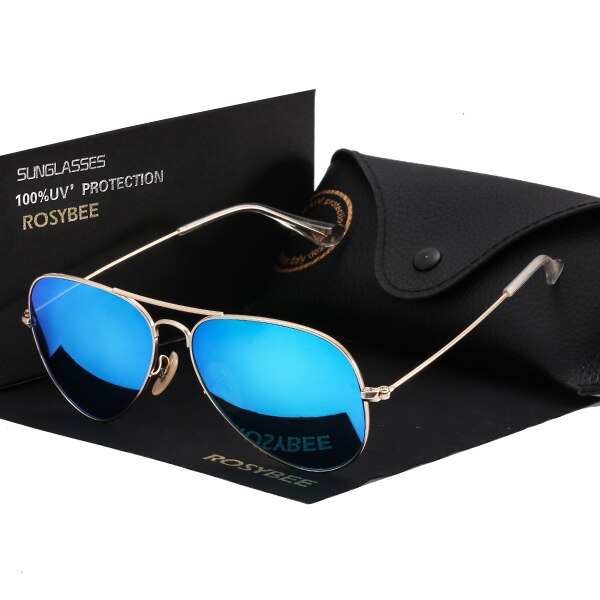 G15 Glass Lens women men Sunglasses uv400 aviation brand classic mirror male oculos vintage banned man sun Glasses: ice blue