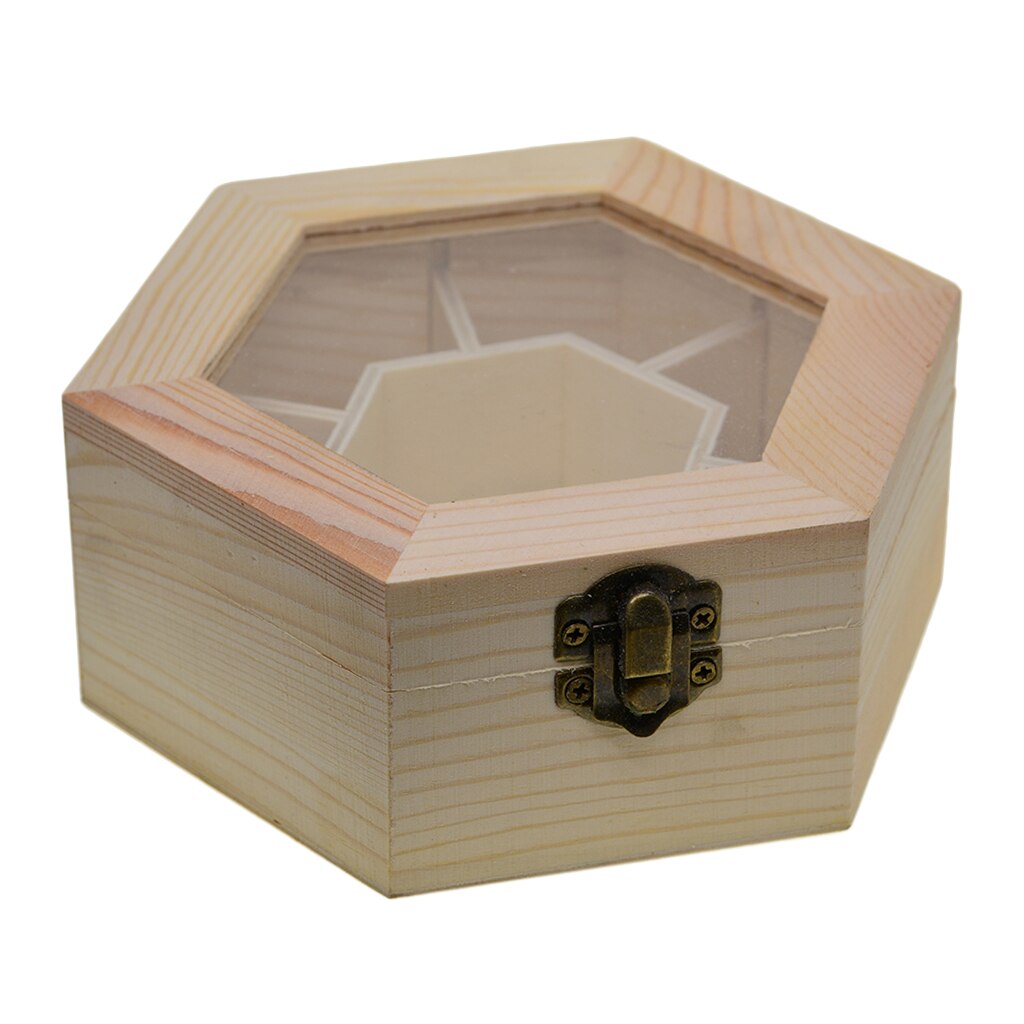 Caja de almacenamiento de joyería de madera Natural lisa, caja con tapa de vidrio y cierre para manualidades DIY, Decoupage, barniz de pintura y tinción