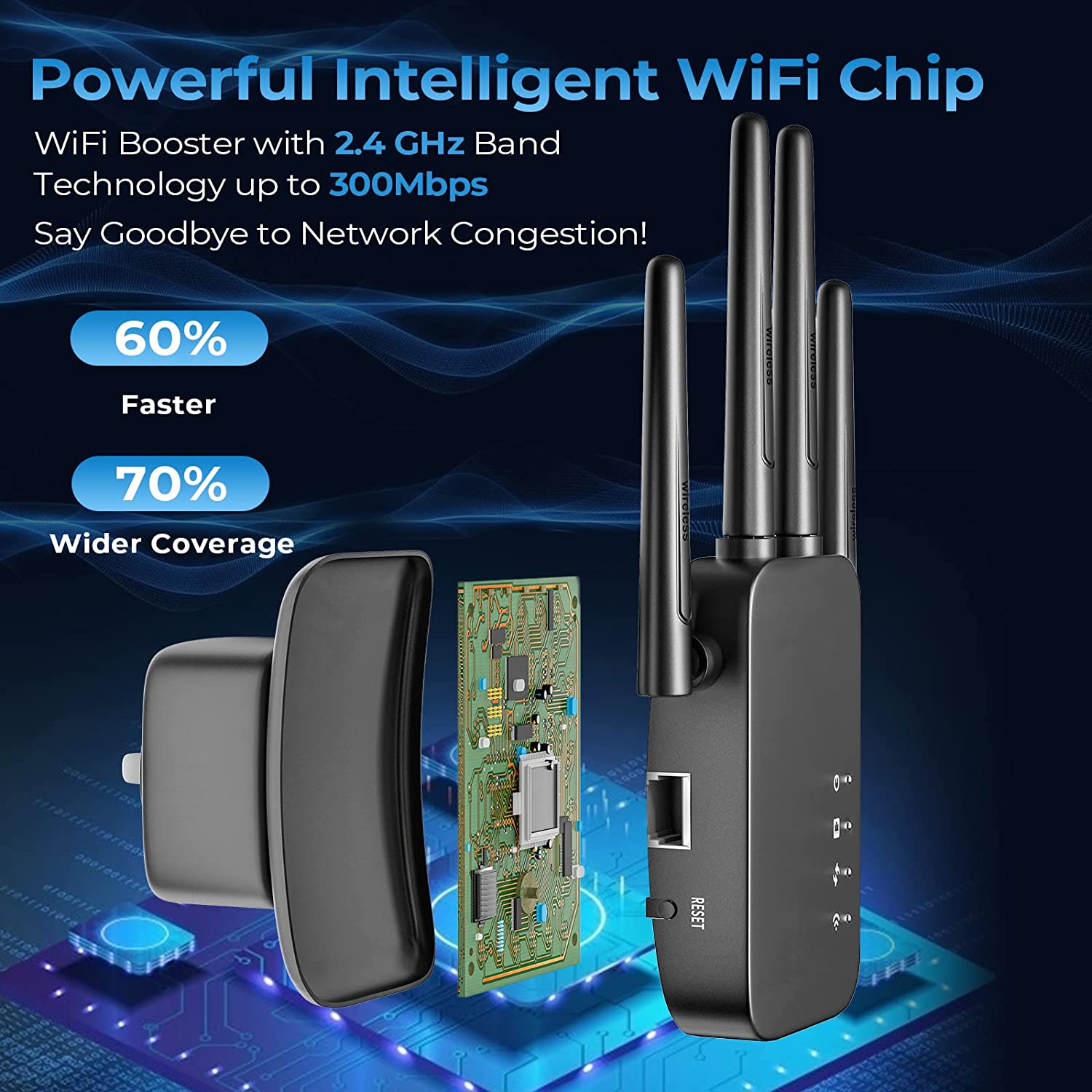 Wireless WiFi Extender Coverage Upto 4000 Sq.ft and 38 Devices Wi-Fi Repeater Long Range Amplifier with Ethernet Port Easy Setup