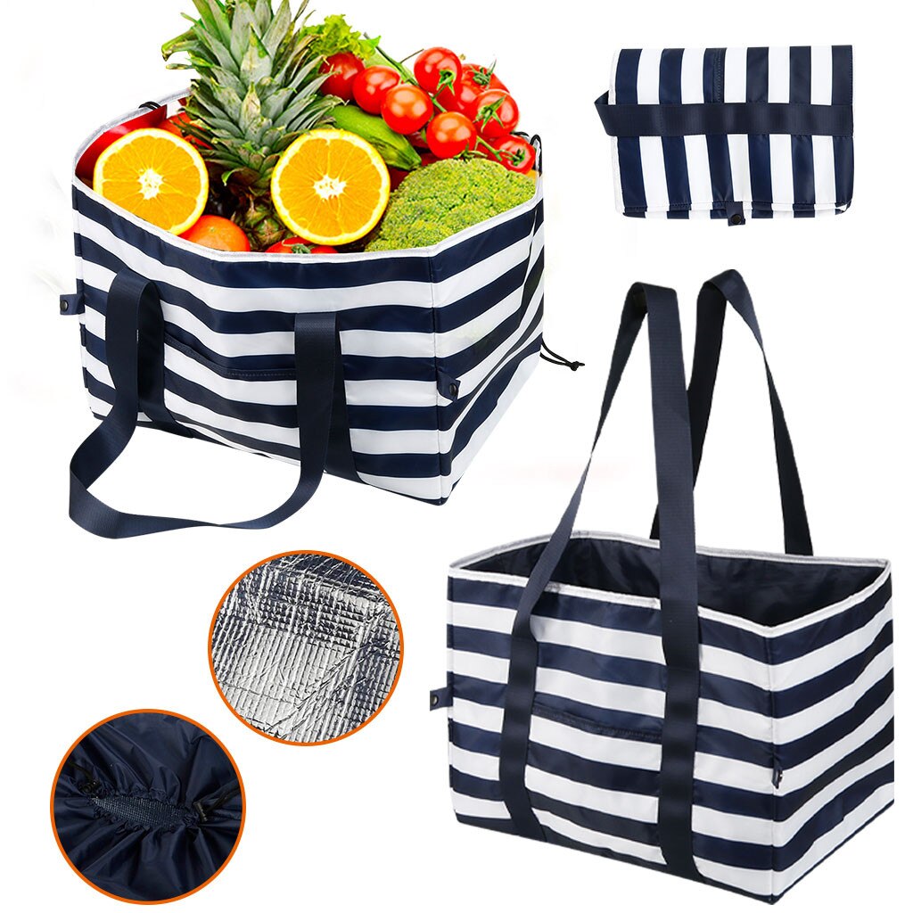 Sac à provisions Portable imperméable à l'eau rayure Oxford grand sac de glace sac isolé fourre-tout alimentaire lait maternel sacs de stockage déjeuner Bento sac