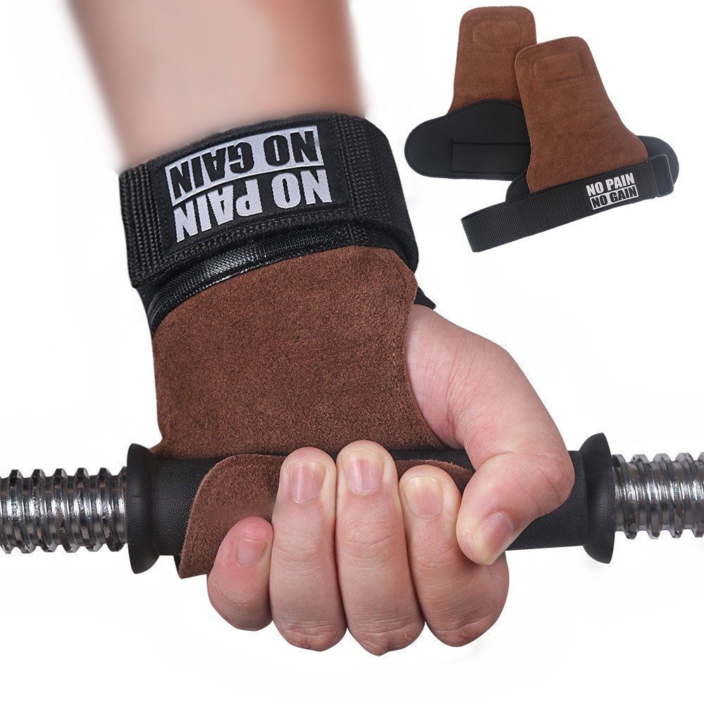 guantes Guantes de cuero antideslizante para levantamiento de pesas para el culturismo de barra Horizontal