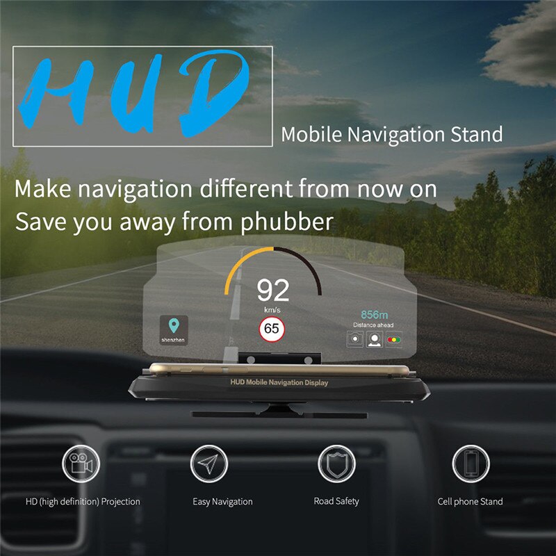 Universele mobiele telefoon autohouder voorruitprojector hud head-up display 6.5 inch voor iphone/samsung gps