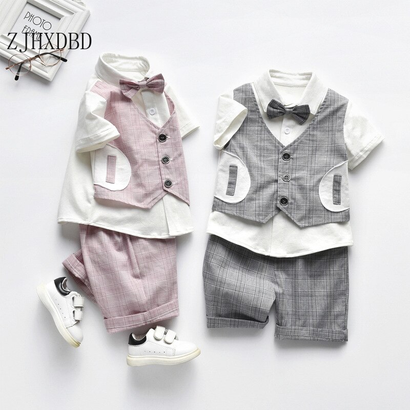 12M-6Y Wedding Suits for Boys Formal Wear Summer Cotton Boy Suits Boy Costume Kids Blazer Baby Boy Outfits Chlidren Clothing Set