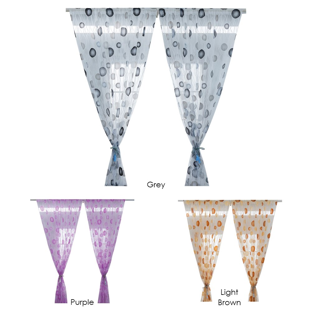 Bedroom Half Shading Window Screen Decor Curve Round Ball Printed Tulle Curtains Home Decoration Polyester Fabric Curtain