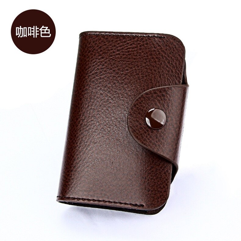 Portatarjetas de cuero genuino Unisex portatarjetas DE CRÉDITO Cartera de tarjeta de crédito de Banco tarjetero de mujer portatarjetas porte carte: coffee