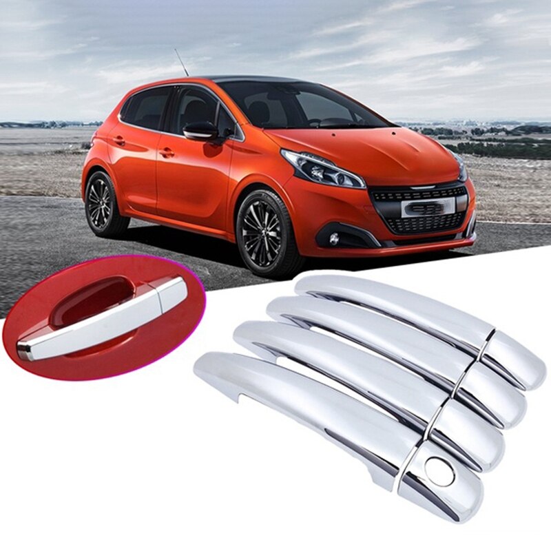 Pour Peugeot 208 Luxuriou Chrome extérieur porte poignée couverture voiture accessoires autocollants garniture ensemble