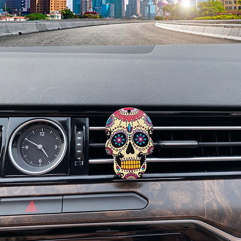 4*6cm Sugar Skull Auto Air Conditioner Outlet Decoration Perfume Clip Air Freshener Car Tuyere Fragrance Car Ornament 7 styles: 6