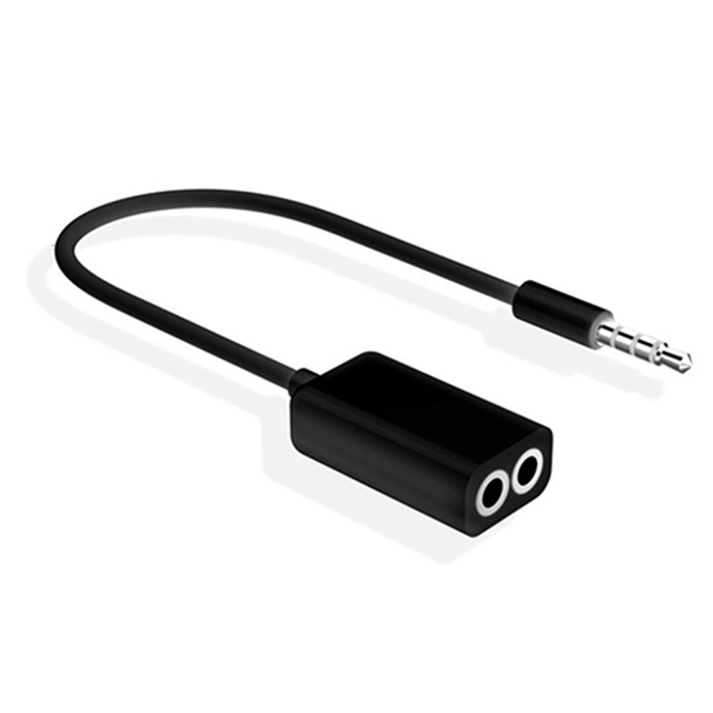 3.5mm Double Earphone Headphone Splitter Cable Cord Adapter Jack Plug Audio Cable Cellphone Accessories: Black