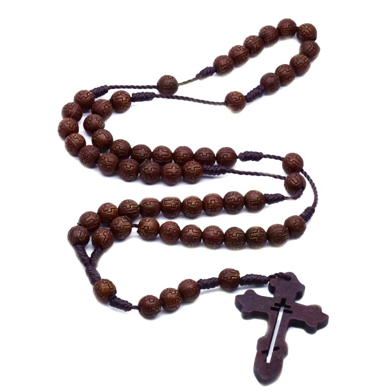 Collier chapelet catholique artisanal pour hommes | Collier perlé, pendentif, chaîne religieuse, breloque 831B