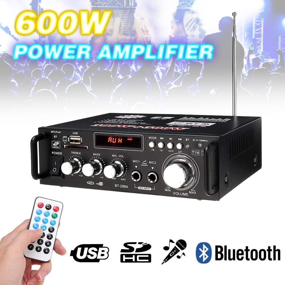 600w Eindversterker Auto Amplificador Mini HIFI Home Theater Versterker Audio Ondersteuning FM SD Afstandsbediening