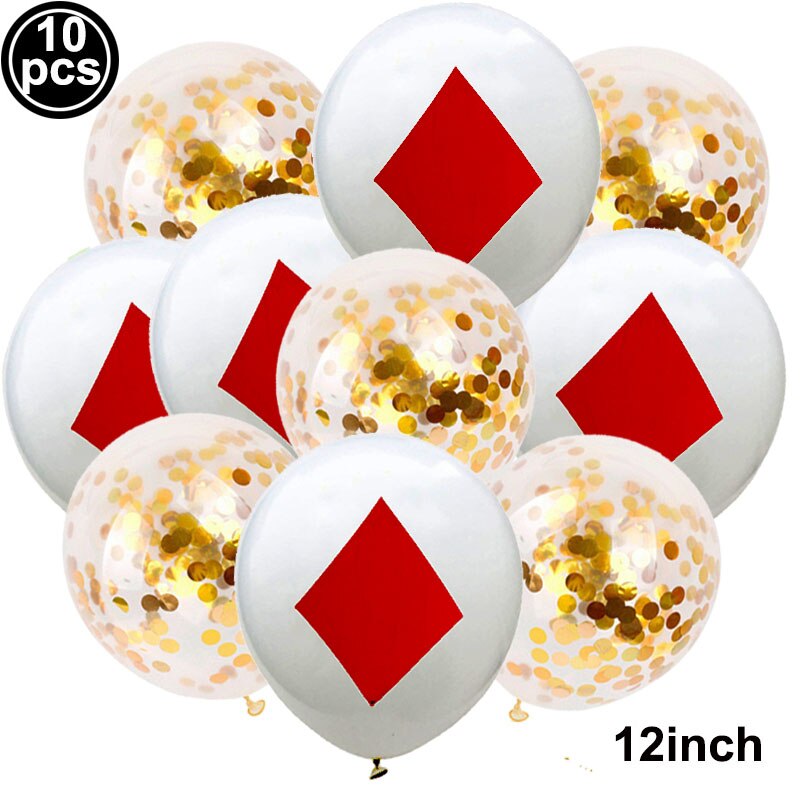 10X Casino Thema Party Decor Confetti Ballon Poker Latex Ballon Set Las Vegas Casino Verjaardag Bruiloft Decor Spades Ballen: K