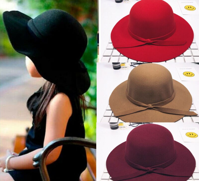 Baby Meisjes Herfst Zon Cap Brede Rand Strand Reizen Boog Hoed Strand Toevallige Grote Hoed Strik Zonnehoed Bowler Zon caps Fotografie Props