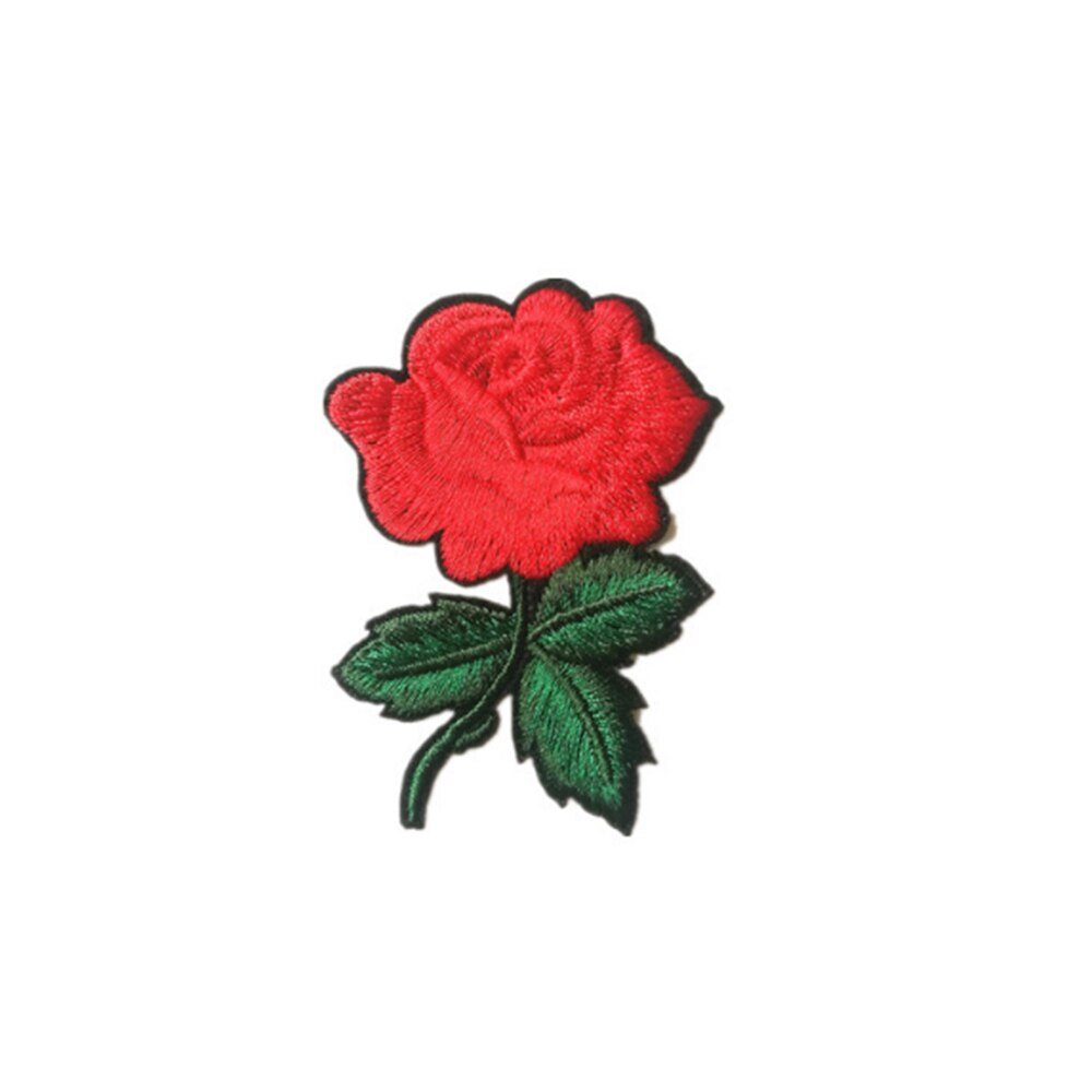 Leuke Kleurrijke Rose Applique Bloemen Patch Geborduurde Naaien op Kleding Tassen Handgemaakte DIY Craft Ornament Stof Sticker: Rood