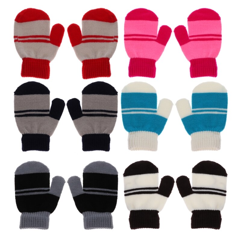 Cute Winter Warm Baby Children Knitted Stretch Mittens Kids Girls Boys Gloves