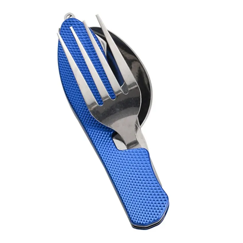 Zusammenklappbares Camping-Utensilien-Set – multifunktionales Messer, Gabel, Löffel-Kombination für Outdoor-Aktivitäten und Sport, Camping, Picknick, Reisen