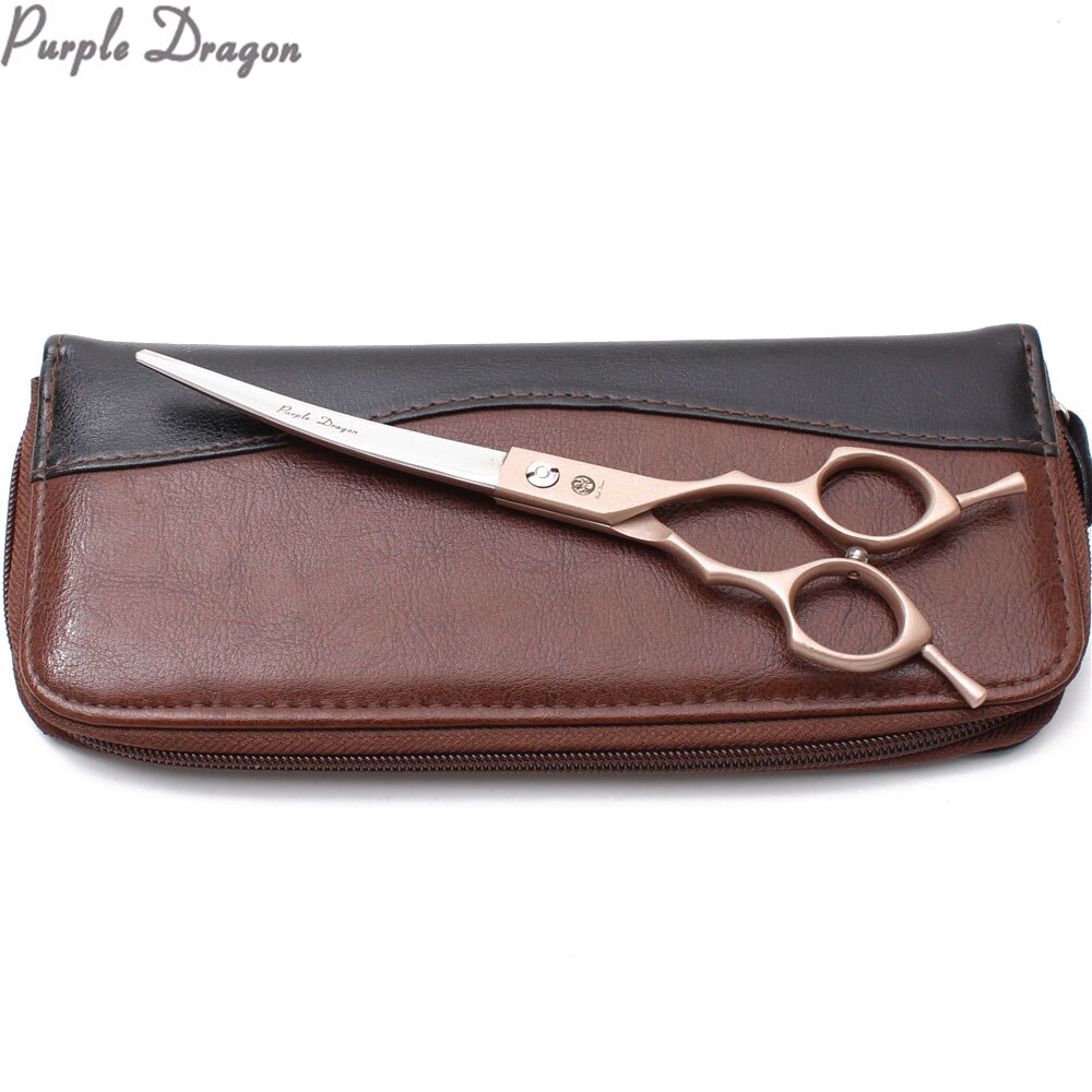 7" Purple Dragon Japanese 440C Up Curved Scissors Grooming Scissors Pet Scissors Bend Up Shears Animal Shears Z4009