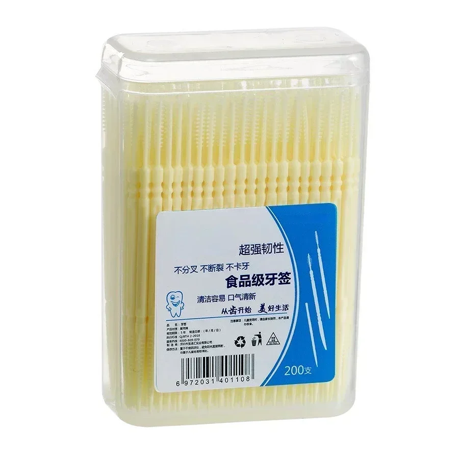 Cepillos interdentales de silicona, 200 unidades, palillos dentales, cepillo entre los dientes, palillos de silicona con hilo, herramientas de limpieza bucal