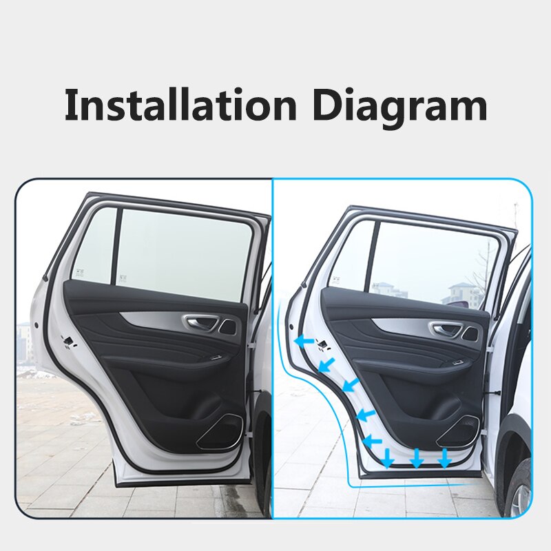 Joint de porte de voiture 82/164CM, Protection du pilier B joints avant en caoutchouc, isolation phonique, scellage, accessoires d&#39;intérieur automobile