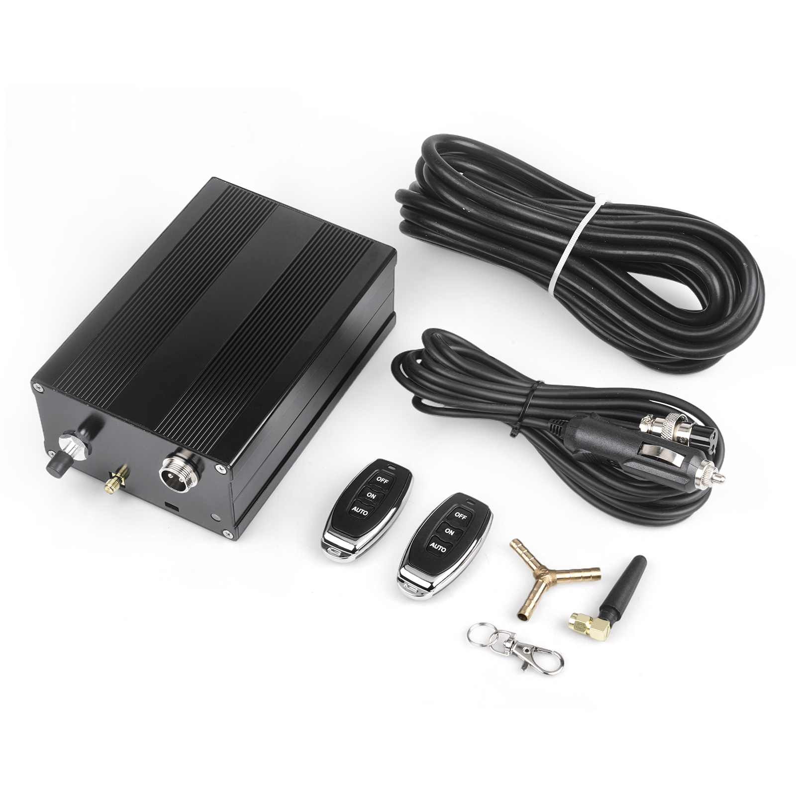 Universal vacuum pump controller box remote control of the exhaust valve actuator for exhaust valve: black