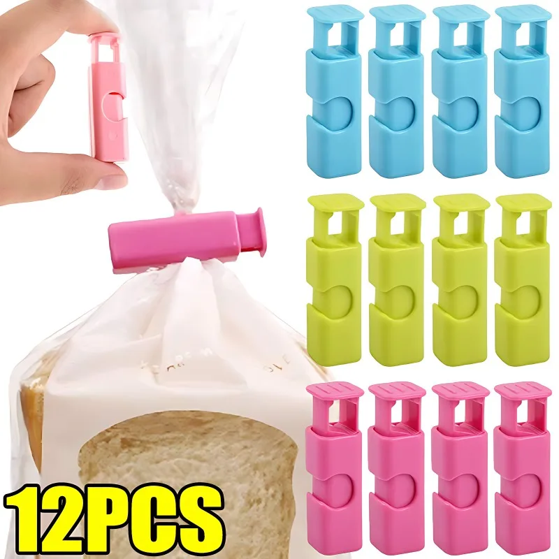 1-12 Stuks Knijpen Broodzak Clips Herbruikbare Verse Voedsel Afdichting Plastic Clips Snackzakjes Verzegelde Veerklem Thuis Keuken Opslag